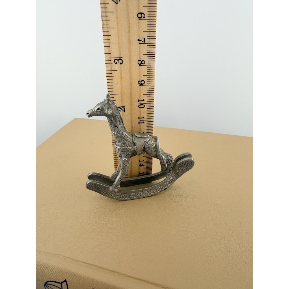 Vintage 1982 Spoontiques Pewter Rocking Giraffe Figurine Metal Rocking Statue - Picture 7 of 10